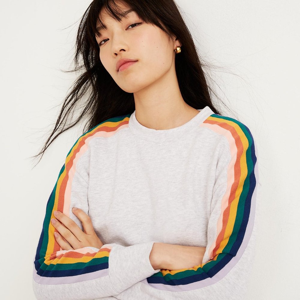 Madewell Rainbow Stripe Crop Sweatshirt - sz L